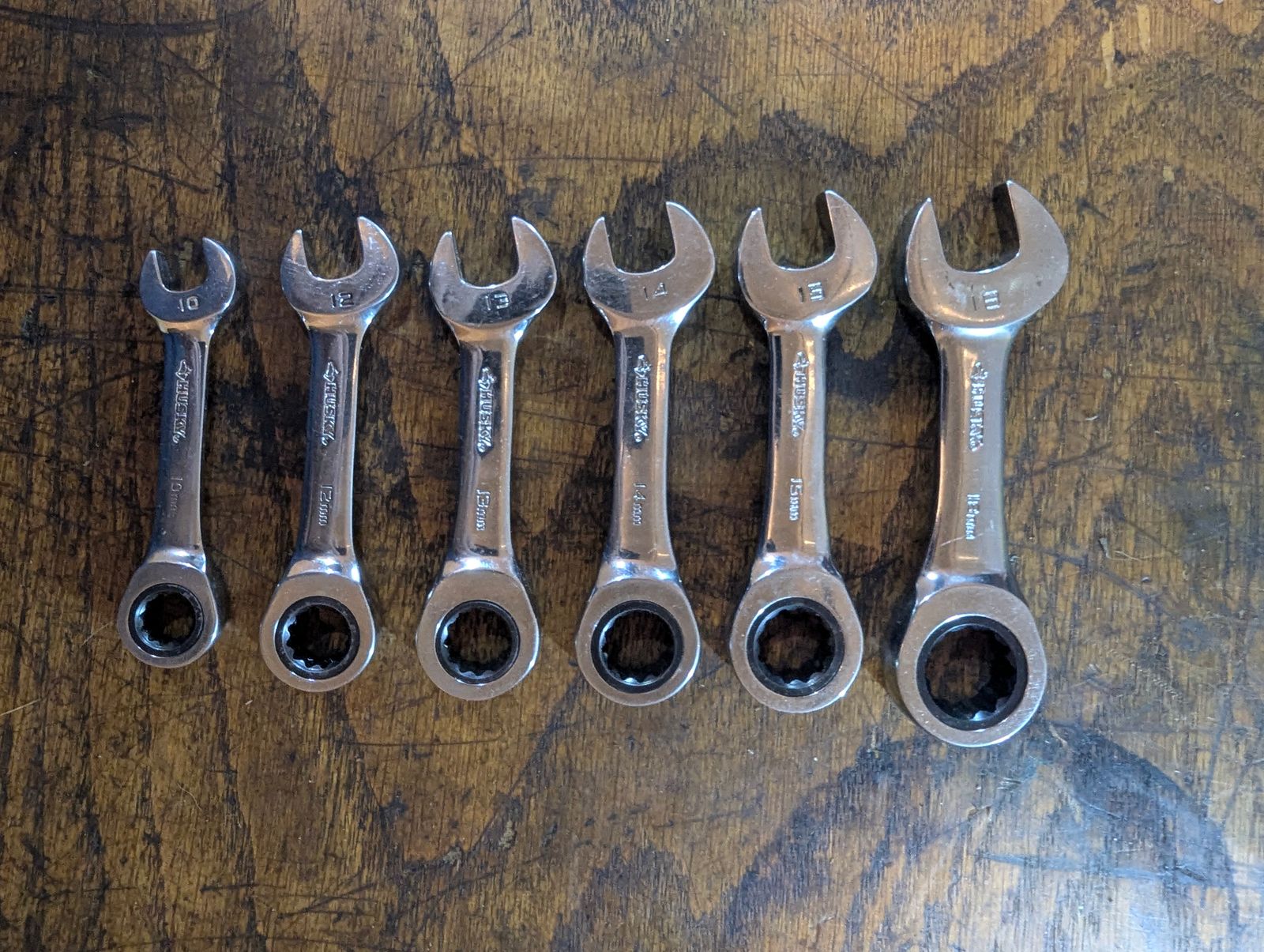 Stubby Ratcheting Wrench Set, Metric (6 pc)